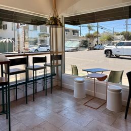 Seating area near windows
