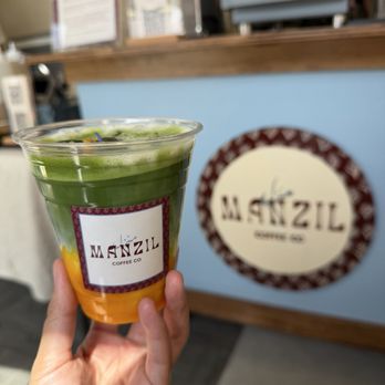Manzil Coffee - Mango Lassi Matcha with oat milk - Coffee & Tea Near Me - Los Angeles, California Manzil Coffee - Mango Lassi Matcha with oat milk - Coffee & Tea Near Me - Los Angeles, California