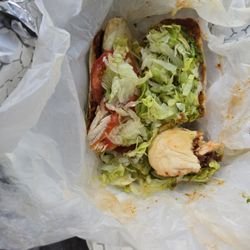 Baggin's Gourmet Sandwiches - The 16$ baggins cowboy sandwich sub ranch for BBQ that took 15 minutes to make