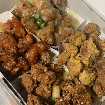 Kimsoonrye Soonsal Chicken - Left-right: thai chili, cheonyang pepper mayo, spicy soy garlic, and sweet cheese - Korean Near Me - Toronto, Ontario Kimsoonrye Soonsal Chicken - Left-right: thai chili, cheonyang pepper mayo, spicy soy garlic, and sweet cheese - Korean Near Me - Toronto, Ontario