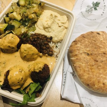 Dill & Parsley - Falafel (Green Herbs) Bowl with Pita (puffy) - Mediterranean Near Me - New York, New York Dill & Parsley - Falafel (Green Herbs) Bowl with Pita (puffy) - Mediterranean Near Me - New York, New York