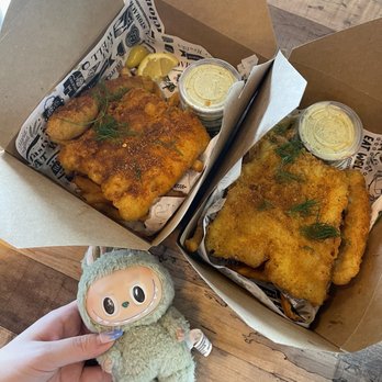 Fish Pop - Fish is huge! Trying to compare this to a Labubu for size lol - Fish & Chips Near Me - Tempe, Arizona