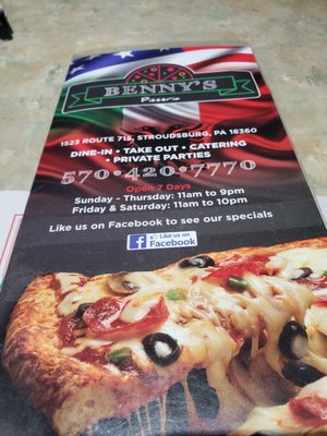 Menu photo 7 Benny's Restaurant and Pizza Stroudsburg, PA Menu photo 7 Benny's Restaurant and Pizza Stroudsburg, PA