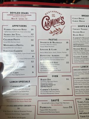 Menu photo 5 Carmine's Restaurant and Bar Tampa, FL Menu photo 5 Carmine's Restaurant and Bar Tampa, FL
