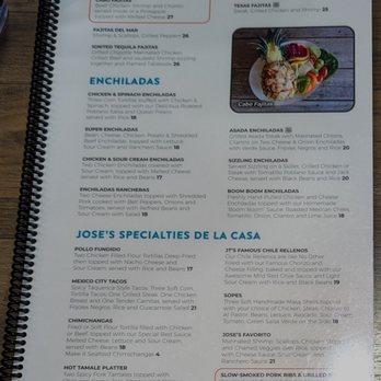 Jose Tequilas - This is page 5 of their Main Menu.  Photo taken January 18, 2025. - Mexican Near Me - Norfolk, Virginia