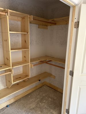 Custom Closets & Shelves - We love creating custom workable spaces for our clients! Let us help you get organized beautifully.