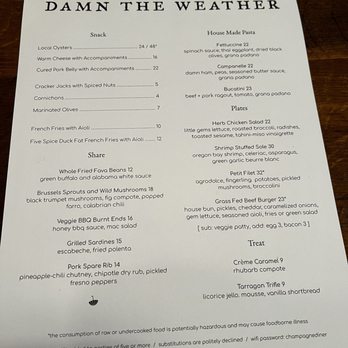 Damn the Weather - Food menu March 2024 - Cocktail Bars Near Me - Seattle, Washington Damn the Weather - Food menu March 2024 - Cocktail Bars Near Me - Seattle, Washington