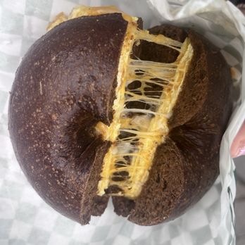 Leon's Bagels - Egg and cheese on pumpernickel - Bagels Near Me - New York, New York Leon's Bagels - Egg and cheese on pumpernickel - Bagels Near Me - New York, New York