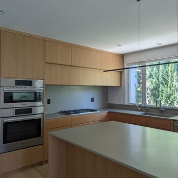 Coram Design Center - Japandi white oak kitchen with cement countertops - General Contractors Near Me - La Canada Flintridge, California Coram Design Center - Japandi white oak kitchen with cement countertops - General Contractors Near Me - La Canada Flintridge, California