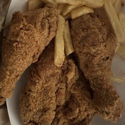 Louisiana Famous Fried Chicken - Cold fries and chicken