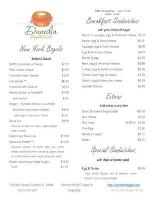 Menu photo 4 Dunedin Bagels & Deli Dunedin, FL