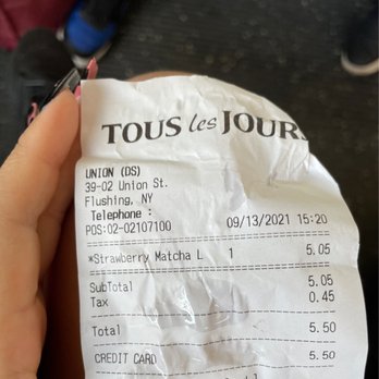 Tous Les Jours - receipt - Desserts Near Me - Flushing, New York Tous Les Jours - receipt - Desserts Near Me - Flushing, New York