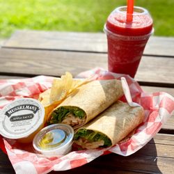 Turkey & cheese wrap meal w/ strawberry pineapple slushy
