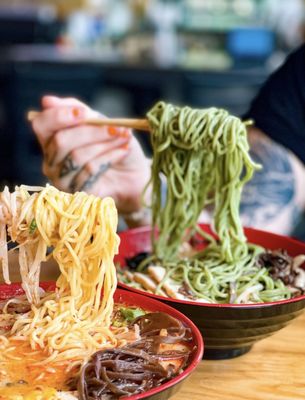 Lifting Noodles Ramen by null