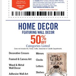 Hobby Lobby - Coupon Every Week!   9/26/2020