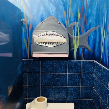 Beach Break Cafe - Shark in the bathroom - Breakfast & Brunch Near Me - Oceanside, California Beach Break Cafe - Shark in the bathroom - Breakfast & Brunch Near Me - Oceanside, California