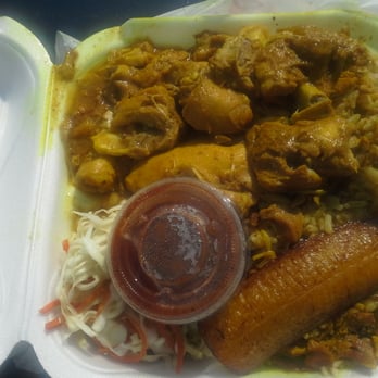 Kalypso - Curry chicken with jerk sauce. Rice coleslaw and plantain. $7 - Caribbean Near Me - Buffalo, New York