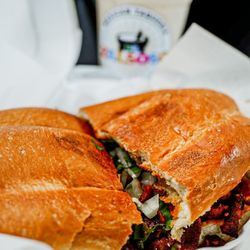 El zalsoso - Torta with Al Pastor and Horchata