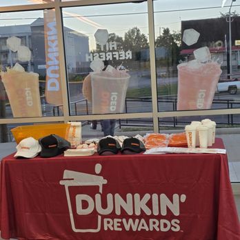 Dunkin' - The Dunkin' Rewards table, where customers of the Grand Opening were allowed to pick an item of their choice as a gift. - Coffee & Tea Near Me - Roanoke, Virginia