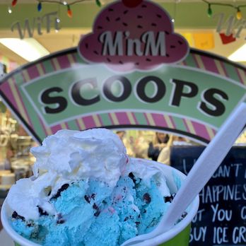 M 'n M Scoops - Cookie Monster sundae (this is a small and was as big as my hand) - Ice Cream & Frozen Yogurt Near Me - Plymouth, New Hampshire M 'n M Scoops - Cookie Monster sundae (this is a small and was as big as my hand) - Ice Cream & Frozen Yogurt Near Me - Plymouth, New Hampshire