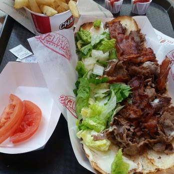 Charleys Cheesesteaks - Sky view! Bacon 3 Cheese Steak with Fries & drink - Sandwiches Near Me - Roseville, California Charleys Cheesesteaks - Sky view! Bacon 3 Cheese Steak with Fries & drink - Sandwiches Near Me - Roseville, California