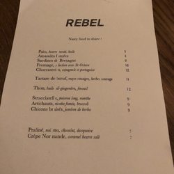 Rebel - La carte à manger