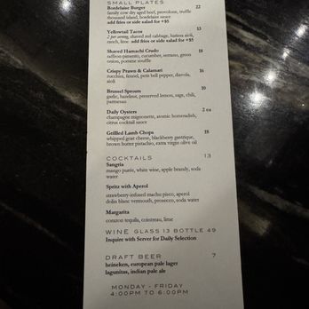 Willowsong - Happy hour menu - New American Near Me - Washington, DC, District of Columbia