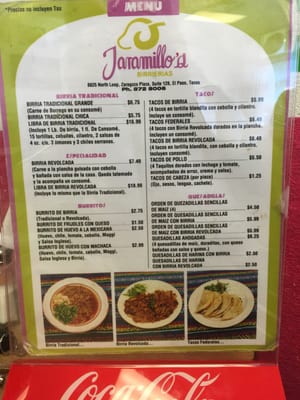 Menu photo 2 Jaramillo's Birrieria El Paso, TX