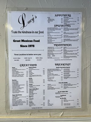 Menu photo 8 Lucy's Restaurant El Paso, TX Menu photo 8 Lucy's Restaurant El Paso, TX