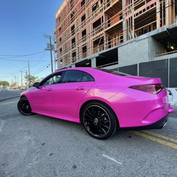 MVP Motorsports - Mercedes Benz CLA 250 wrapped in Hexis Gloss Indian Pink Glitter. - Auto Customization Near Me - Hawthorne, California MVP Motorsports - Mercedes Benz CLA 250 wrapped in Hexis Gloss Indian Pink Glitter. - Auto Customization Near Me - Hawthorne, California