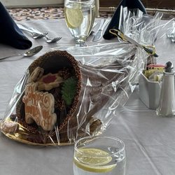 Chocolate Village - Chocolate Cornucopia with cookies inside centerpiece