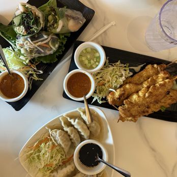 Spoon Thai Kitchen - Gyoza, shrimp spring rolls, and chicken satay - Thai Near Me - San Diego, California