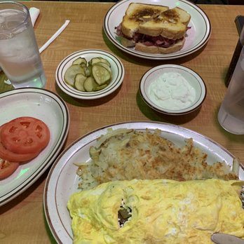 Biffs Coney Island - Greek omelette w/side tomatoes, corn beef sandwich w/side picked. - American Near Me - Commerce Township, Michigan