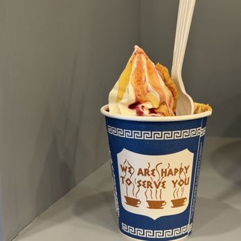 Kostantina - Classic w/ peanut butter katafi, blueberry compote & honey - Ice Cream & Frozen Yogurt Near Me - Queens, New York Kostantina - Classic w/ peanut butter katafi, blueberry compote & honey - Ice Cream & Frozen Yogurt Near Me - Queens, New York