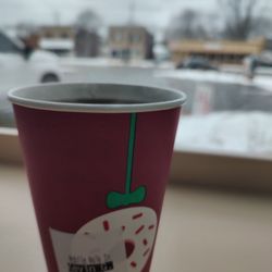 Dunkin' - Hot coffee, black. Yum.