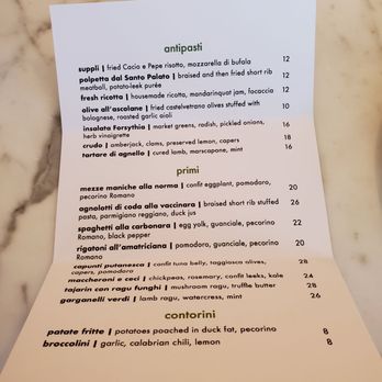Forsythia - Menu as of 4/9/2021 - Italian Near Me - New York, New York