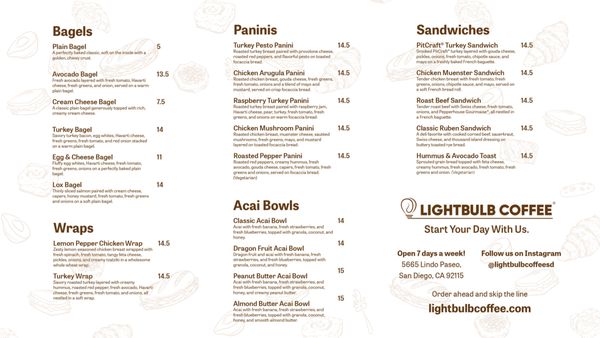 Menu photo 2 Lightbulb Coffee San Diego, CA