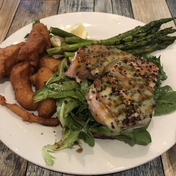 Ridge Shrimp & Oyster - Singapore Tuna with asparagus and puppies - Seafood Near Me - Oak Ridge, North Carolina Ridge Shrimp & Oyster - Singapore Tuna with asparagus and puppies - Seafood Near Me - Oak Ridge, North Carolina