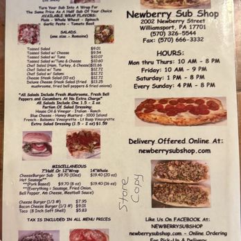 Newberry Sub Shop - Menu - Sandwiches Near Me - Williamsport, Pennsylvania Newberry Sub Shop - Menu - Sandwiches Near Me - Williamsport, Pennsylvania