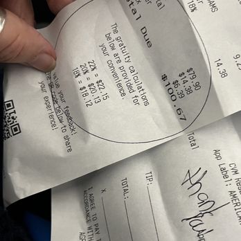 Ecco - Bill with service charge - Mediterranean Near Me - Atlanta, Georgia