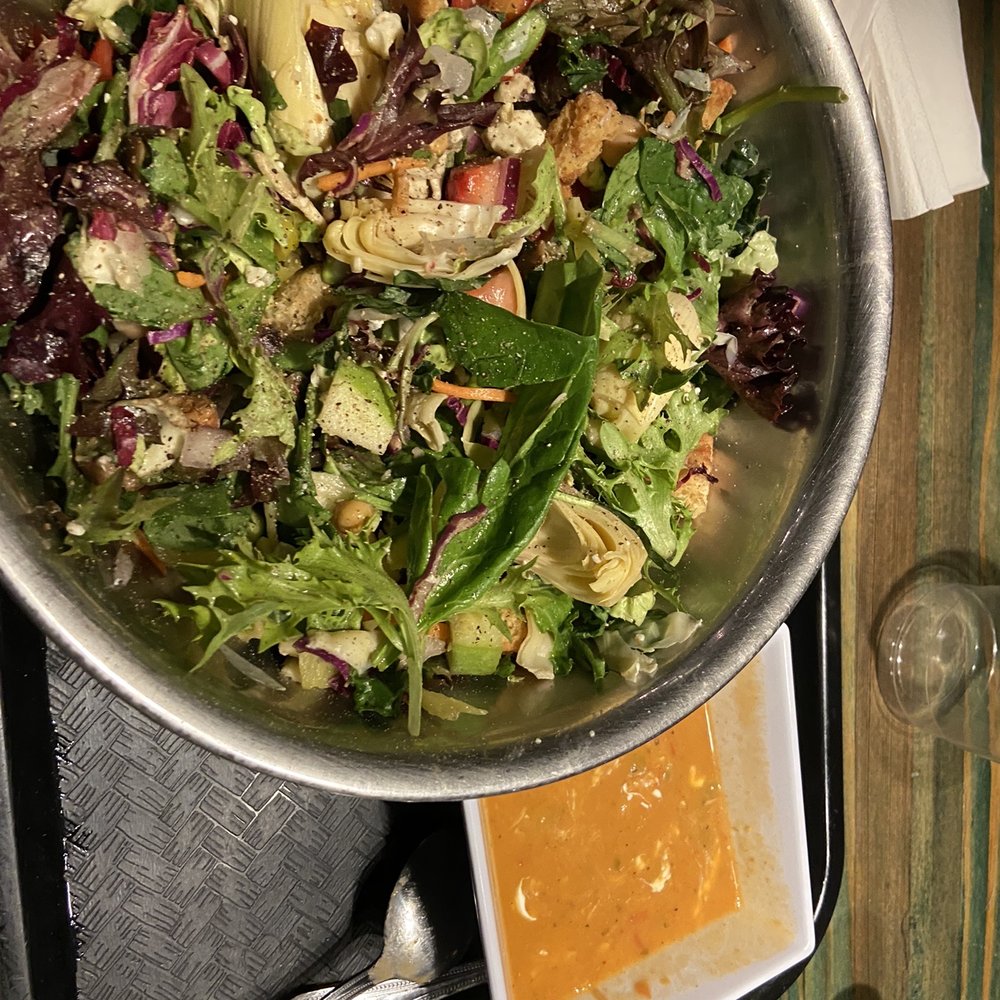 Snappy Salads - This was a huge salad.  Person did not hear me about no meat in the soup.  I ate around the meat.  It was great! - Salad Near Me - Irving, Texas