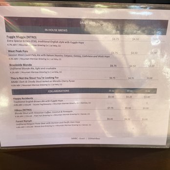 Mountain Merman Brewing - Beer menu on July 7th, 2022. Owner said the beer selection will vary often. - Brewpubs Near Me - La Veta, Colorado Mountain Merman Brewing - Beer menu on July 7th, 2022. Owner said the beer selection will vary often. - Brewpubs Near Me - La Veta, Colorado
