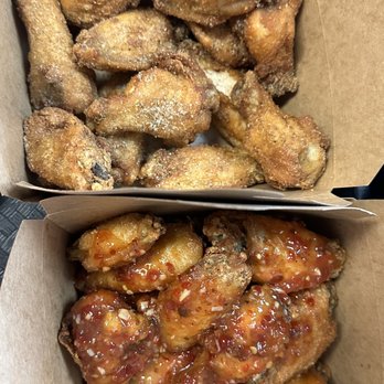 Shlap Muan Chicken Wings - Cambodian Dirt Wings (TOP 16 piece) and Sweet Spicy Garlic (BOTTOM 16 piece) - Chicken Wings Near Me - Long Beach, California