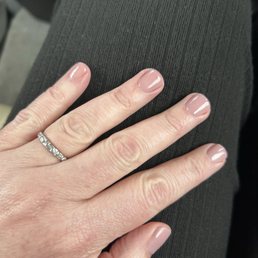 Gel manicure on natural nails.