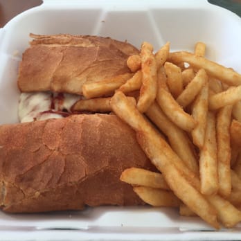 Manhattan Pizza - Chicken parm sandwich with French fries - Pizza Near Me - Ashburn, Virginia