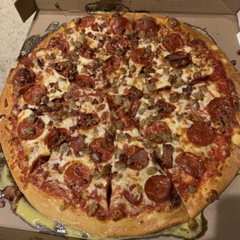 Aleko's - Large (16") pepperoni, bacon, sausage and garlic crust. - American Near Me - South Lyon, Michigan Aleko's - Large (16") pepperoni, bacon, sausage and garlic crust. - American Near Me - South Lyon, Michigan