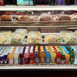 Sandwich, salad, and drink selection