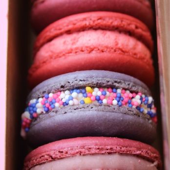 Julietta Hoboken - Vanilla spring, raspberry, and red velvet macarons - Gelato Near Me - Hoboken, New Jersey