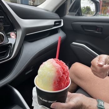 Island Snow Hawaii - Large shaved ice with cherry, pina colada, and a scoop of vanilla ice cream. - Men's Clothing Near Me - Kailua, Hawaii