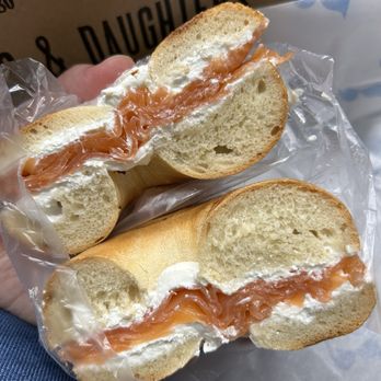 Russ & Daughters - Lox and cream cheese on a bagel - Bagels Near Me - New York, New York Russ & Daughters - Lox and cream cheese on a bagel - Bagels Near Me - New York, New York